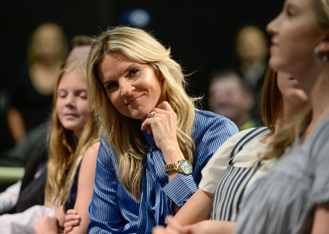 (Francisco Kjolseth  |  The Salt Lake Tribune)  Lee Anne Pope looks over at her daughters as her husband Mark is announced as BYU's new head basketball coach during a press event at the BYU broadcasting building on Wed. April 10, 2019.