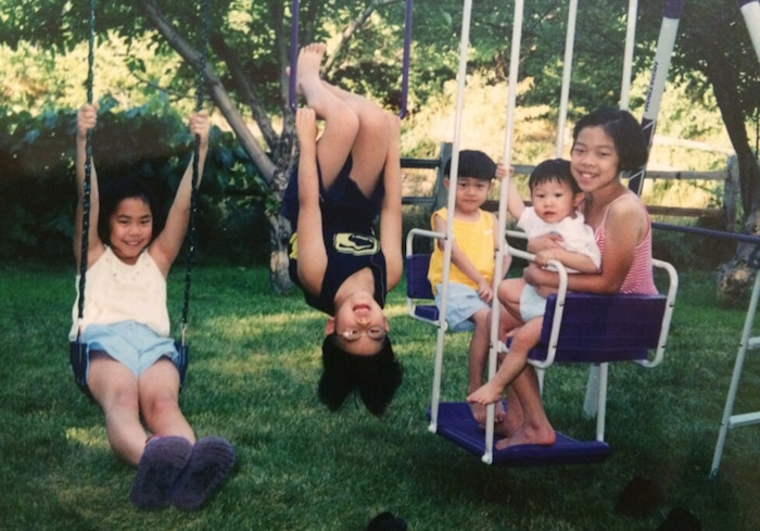 (photo courtesy Alice Chen) The Chen siblings shown here as children. In order from left to right: Janice, Tony, Colin, Nathan, Alice. 