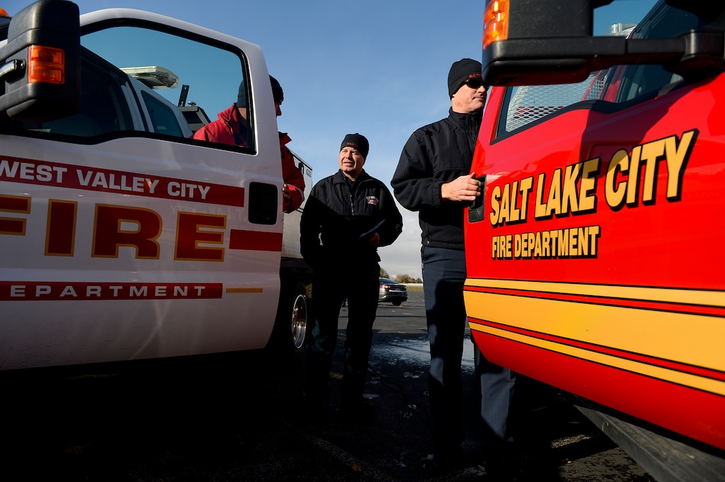 (Leah Hogsten  |  The Salt Lake Tribune) Firefighters from various Utah fire agencies deployed to California on Tuesday to support the Golden State's firefighting efforts as wildfires ravage the state.