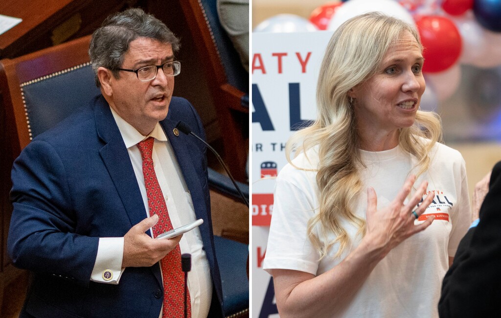 (Rick Egan | The Salt Lake Tribune) El senador John Johnson, izquierda, republicano por North Ogden, y la representante Katy Hall, republicana por South Ogden.