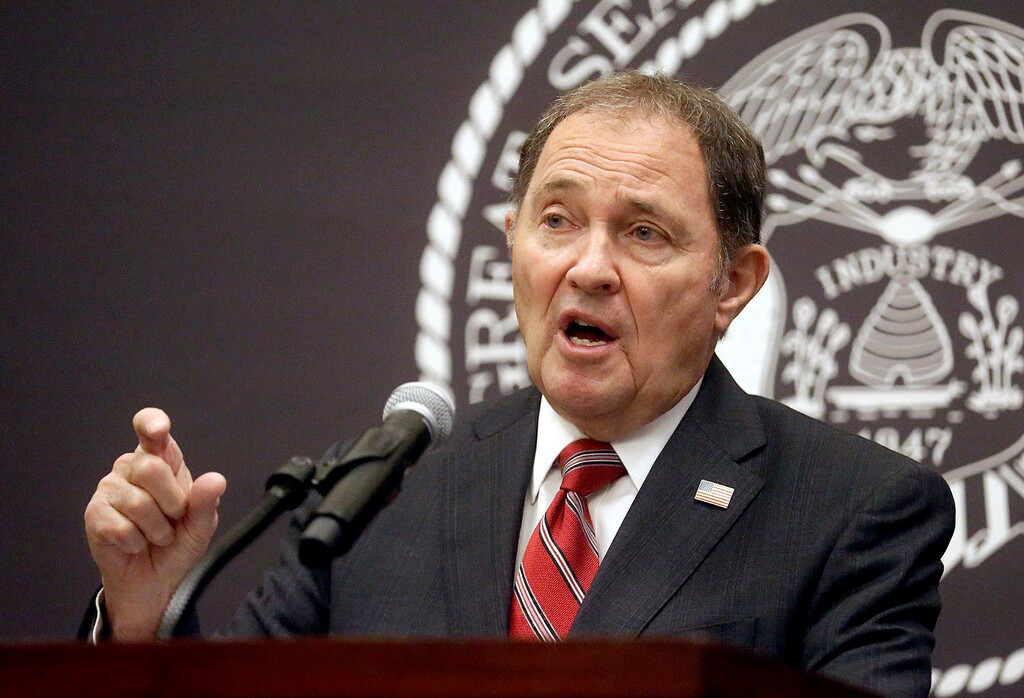 (Kristin Murphy | Deseret News, pool) Gov. Gary Herbert speaks during a COVID-19 press briefing at the Capitol in Salt Lake City on Thursday, Dec. 3, 2020.
