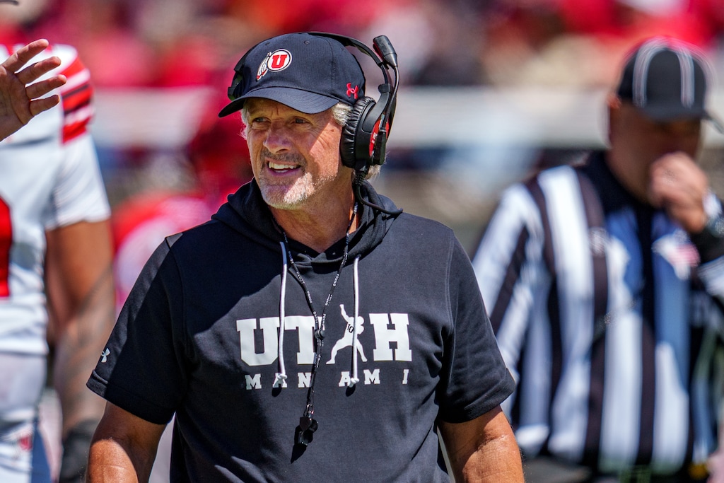 (Trent Nelson  |  The Salt Lake Tribune) Kyle Whittingham at the Utah Utes spring football game in Salt Lake City on Saturday, April 19, 2025.
