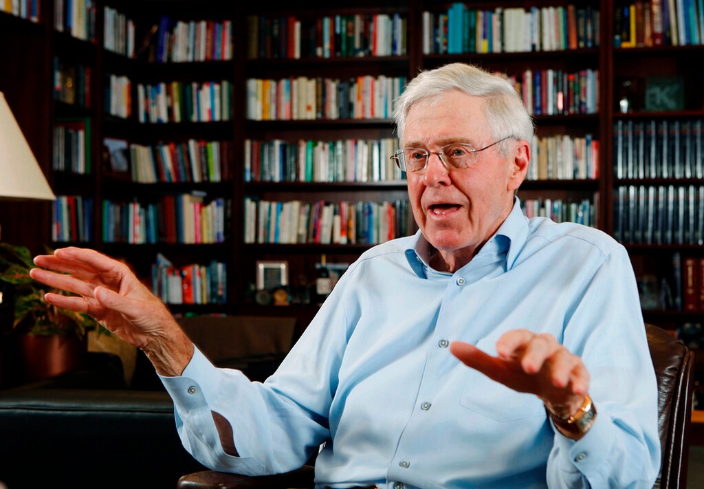 (Bo Rader | The Wichita Eagle via AP, File)

In this May 22, 2012, photo, Charles Koch speaks in his office at Koch Industries in Wichita, Kan. If a billionaire's approach to philanthropy is a reflection of himself, Koch's latest initiative tackling poverty embodies both the wealthy industrialist's business acumen and the GOP political icon's distaste for big government.