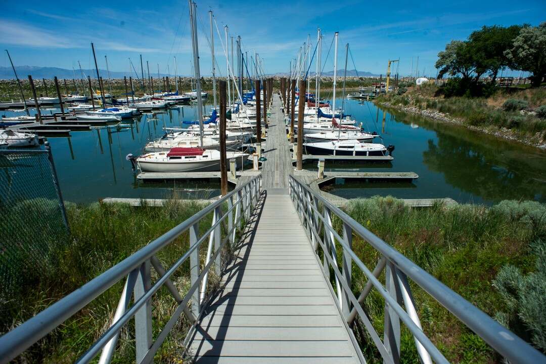 (Rick Egan  |  The Salt Lake Tribune)     The water is slowly rising again at the Great Salt Lake Marina. Tuesday, June 11, 2019.