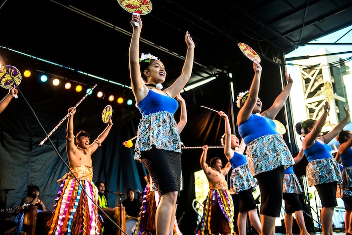 Chris Detrick  |  The Salt Lake TribuneMembers of Maliaole Polynesian Dance group perform during the 32nd annual Living Traditions Festival at Library Square Friday, May 19, 2017.