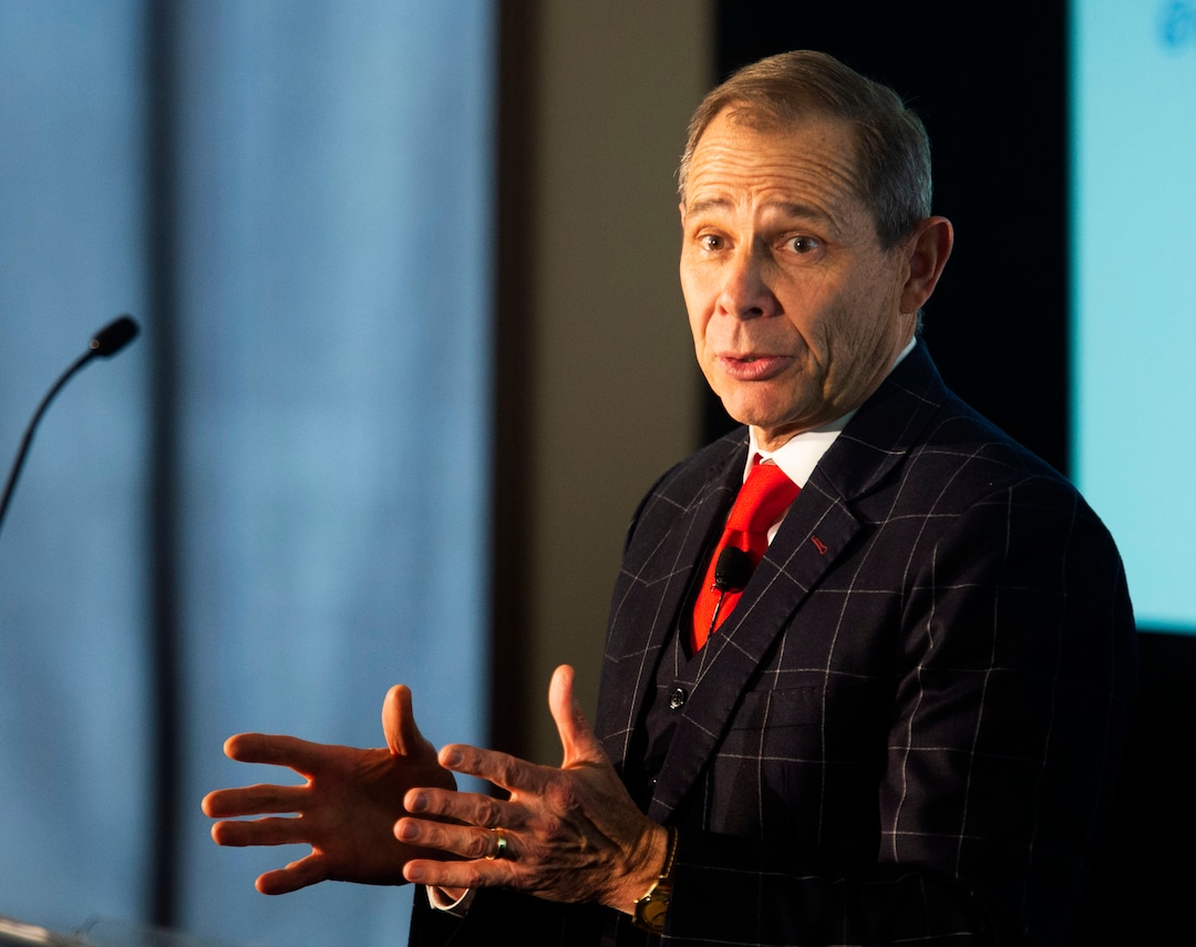 (Rick Egan  |  The Salt Lake Tribune)       Congressman John Curtis listens as Derek Miller, President and CEO of Salt Lake Chamber, makes a few comments during a forum on how American aid strengthens national security and creates opportunities for Utah businesses, sponsored by the U.S. Global Leadership Coalition, at Thanksgiving Point, Friday, April 5, 2019.