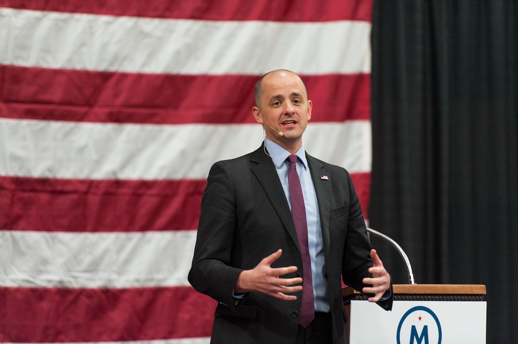 Independent presidential candidate Evan McMullin speaks at a rally in Draper, Friday, Oct  21, 2016 (Alex Gallivan/Special to the Tribune)