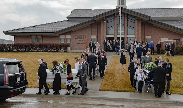 (Francisco Kjolseth  |  The Salt Lake Tribune) Funeral services are held for Consuelo Alejandra Haynie and her children Milan, 12, Alexis, 15 and Matthews, 14, in Grantsville on Friday, Jan. 24, 2020. The killing of the Utah mother and three of her children by a gunman identified by police as her 16-year-old son is "nearly unbearable" for the father who survived, a lawyer said Thursday, Jan. 23, 2020.