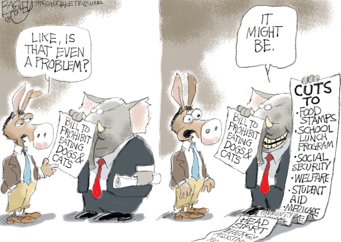 (Pat Bagley | The Salt Lake Tribune) This Pat Bagley cartoon appears in The Salt Lake Tribune on Friday, April 20, 2018.