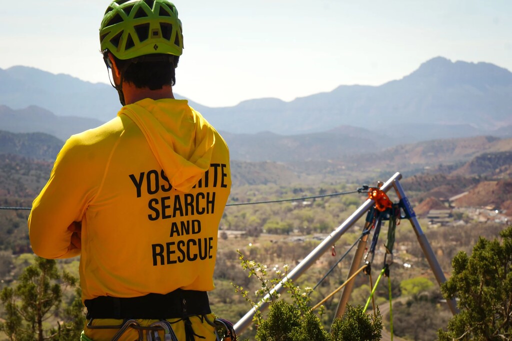 (David Condos | KUER) Bigger crowds and increasing heat can strain national park search and rescue crews. A training at Zion National Park, seen here March 16, 2026, aims to help teams get ready.