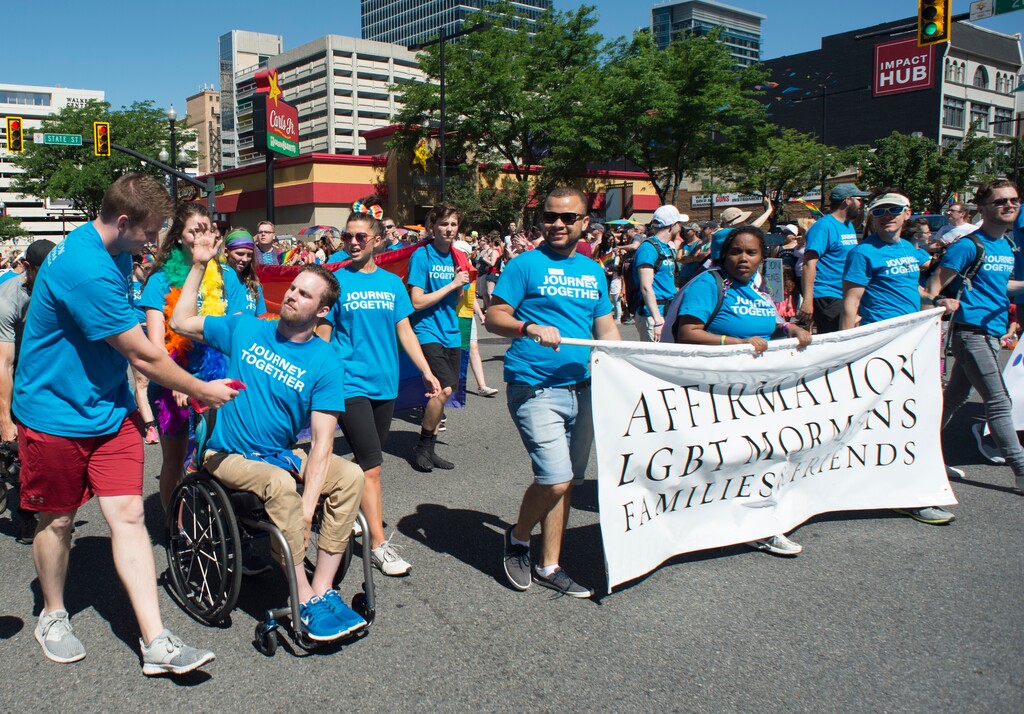 (Rick Egan | The Salt Lake Tribune) Supporters of Affirmation march in the Utah Pride Parade in Salt Lake City, Sunday, June 3, 2018.