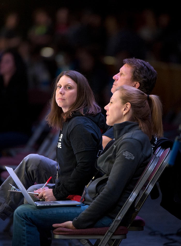 (Leah Hogsten  |  The Salt Lake Tribune) Judges of USA Climbing's Bouldering Open National Championships at the Salt Palace Convention Center, Saturday, February 3, 2018 in Salt Lake City, UT. 

. 