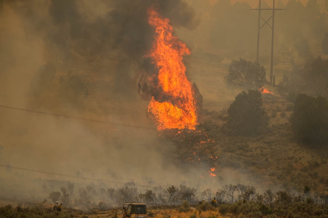 (Trent Nelson | The Salt Lake Tribune) The Coal Hollow Fire burns along Highway 6 in Utah County, Thursday Aug. 9, 2018.