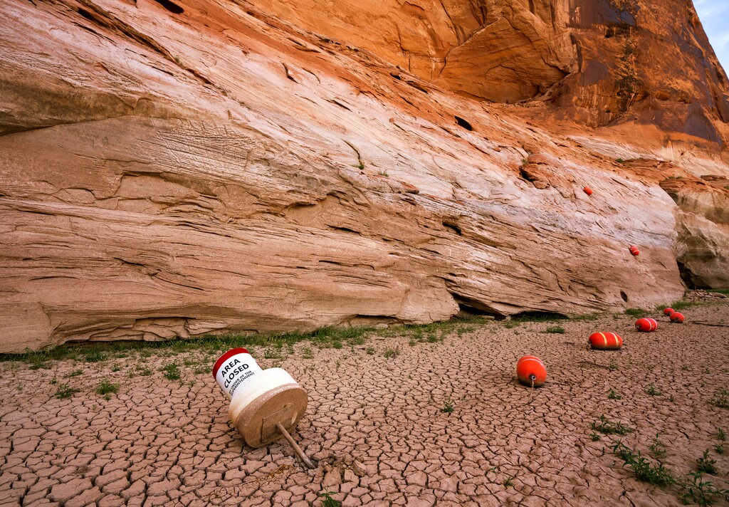(Rick Egan | The Salt Lake Tribune) Abandoned buoys that used to protect a cultural site from boaters sit at the bottom of the Escalante River in Glen Canyon, Monday, May 17, 2021.