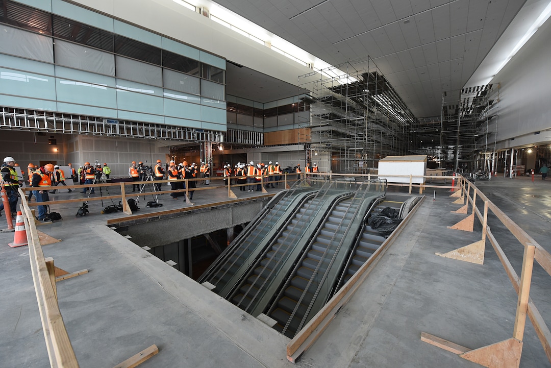 (Francisco Kjolseth  |  The Salt Lake Tribune)  Work continues on the immense space of the Terminal Plaza as Salt Lake City International Airport announces food concessionaires for the first phase of the new expanded airport during a tour on Wed. Feb. 20, 2019, that is said to include 23 concepts with a number of home-grown options that are local favorites.
