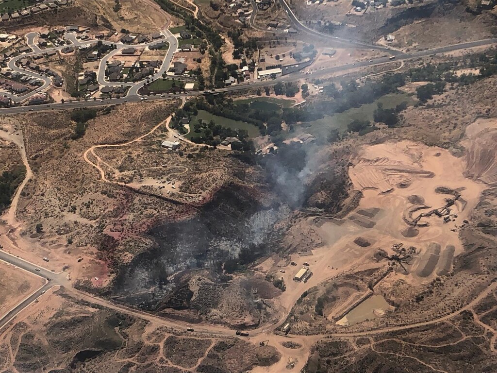 (Photo courtesy of the Utah Division of Forestry, Fire and State Lands) A wildfire burns near La Verkin, Utah, on Aug. 20, 2019.