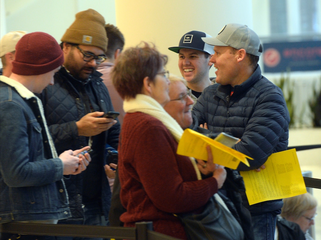 (Al Hartmann  |  The Salt Lake Tribune) 	About 150 people wait in the lobby of the Eccles Theater at 7:30 a.m. Feb. 9 to buy tickets for the upcoming production of "Hamilton".  