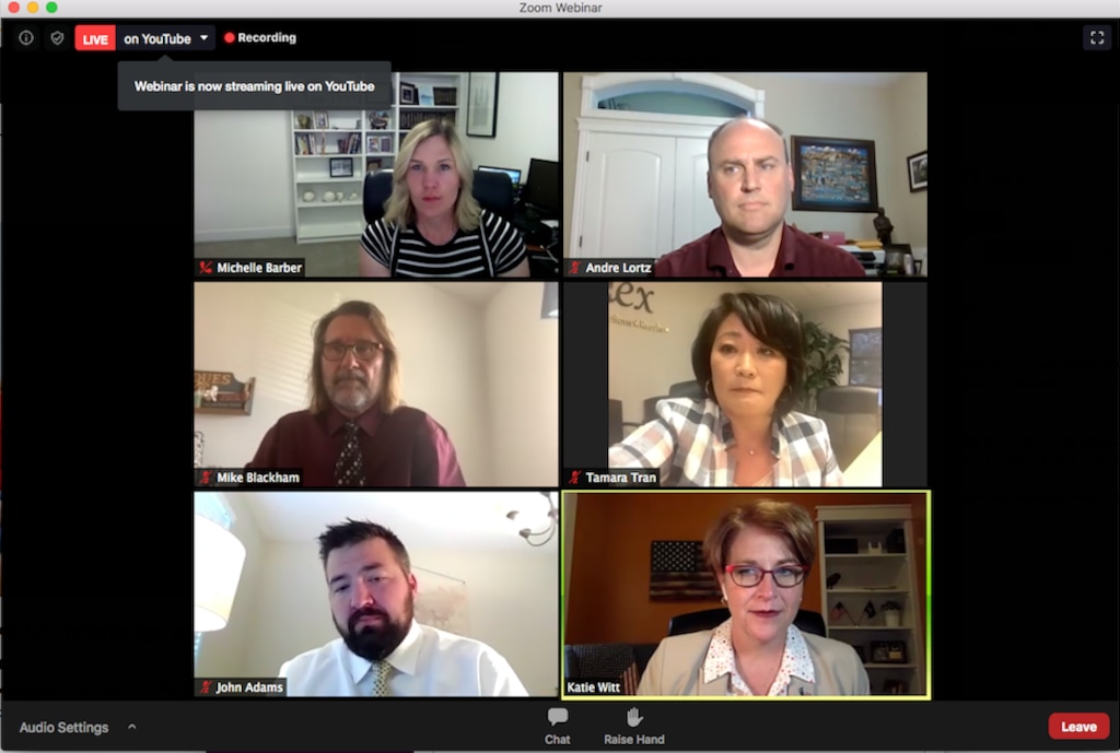 (Screenshot from webinar) Kaysville City Council and Mayor Katie Witt hold a virtual city council on May 21, 2020.