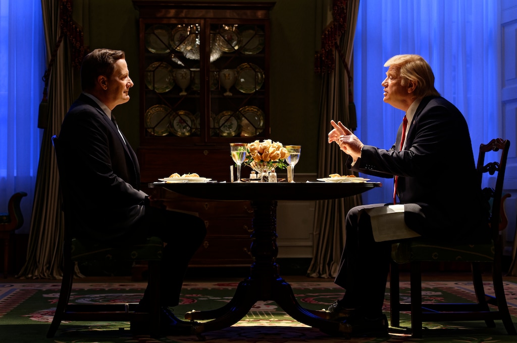 (Photo courtesy of Ben Mark Holzberg/CBS Television Studios/Showtime) Jeff Daniels as James Comey and Brendan Gleeson as President Donald Trump in "The Comey Rule."