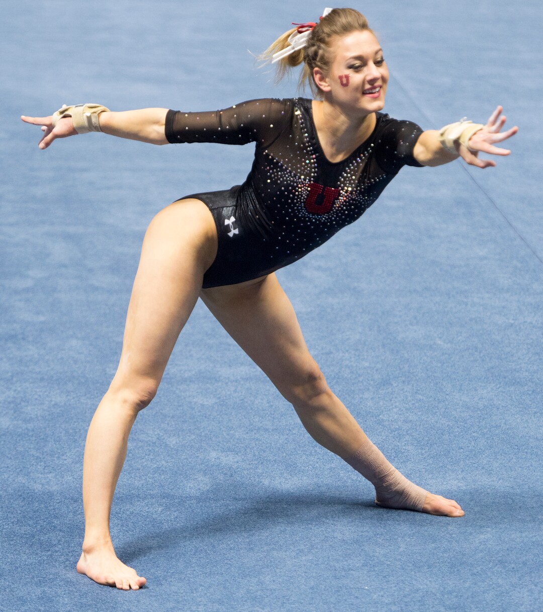 Rick Egan  |  The Salt Lake TribuneTiffani Lewis completes on the floor for the Utes, in the NCAA Regional Championships, at the Huntsman Center, Saturday, April 2, 2016.