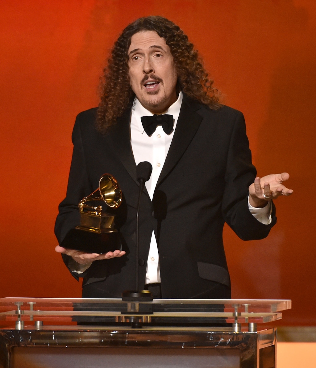 "Weird Al" Yankovic accepts the award for best comedy album for Mandatory Fun at the 57th annual Grammy Awards on Sunday, Feb. 8, 2015, in Los Angeles. (Photo by John Shearer/Invision/AP)