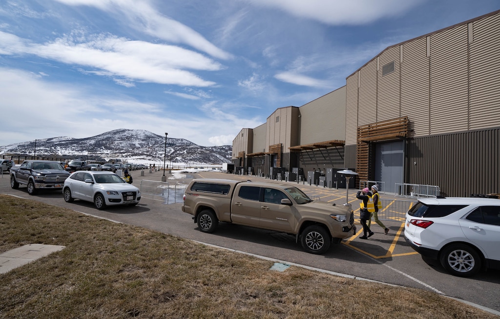 (Francisco Kjolseth | The Salt Lake Tribune) In Park City, people lined up for COVID-19 vaccine on March 18, 2021, at Utah Film Studios. While Park City consistently has had the highest vaccination rates in the state, it — until recently — still had one of the worst infection rates in Utah.