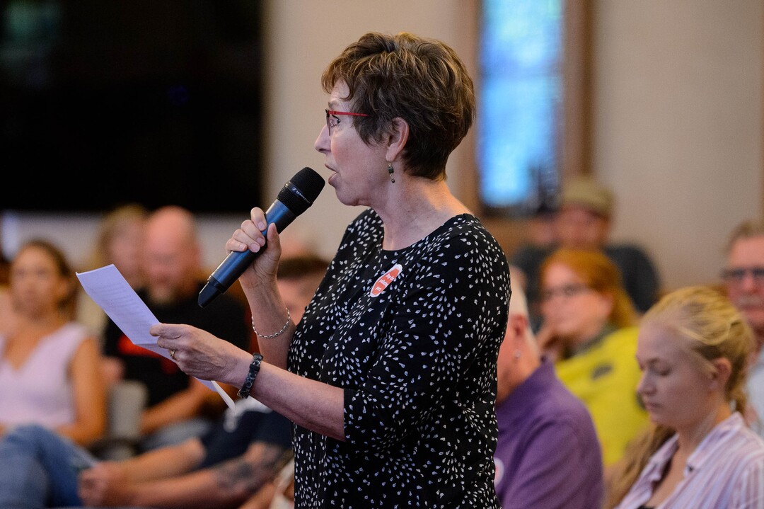 (Trent Nelson  |  The Salt Lake Tribune)  Heather Dove, president of Great Salt Lake Audubon, speaks as the Salt Lake City Council takes public comment on a proposal to grant tax subsidies to development in the city's northwest side, on Tuesday Aug. 20, 2019.