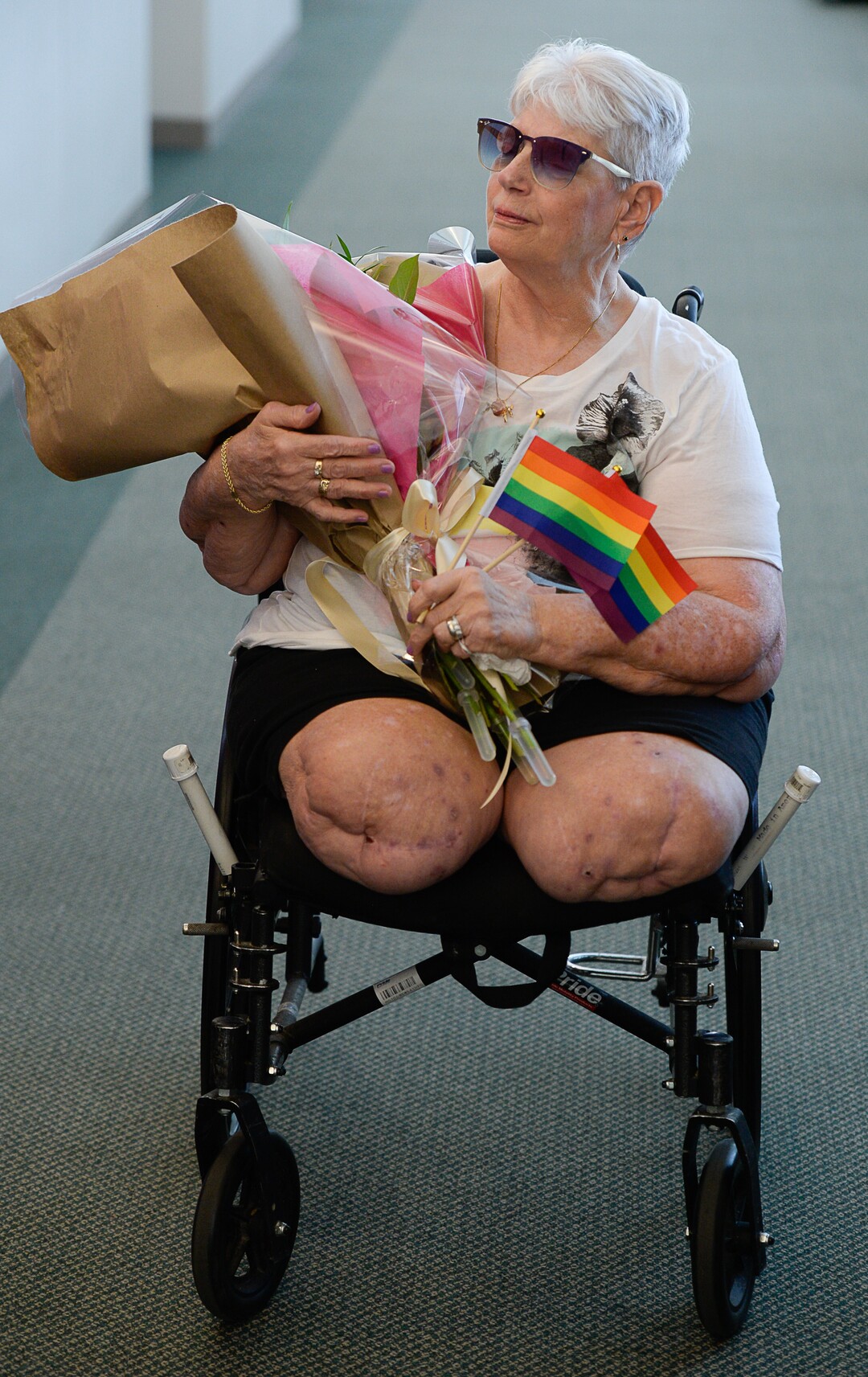 (Francisco Kjolseth  |  The Salt Lake Tribune)  Bonnie Foerster, 74, of South Salt Lake, finally gets her wish of marrying her partner of 50 years, Beverly Grossaint, even though Grossaint died on May 27, 2018. Foerster, who is legally blind and a double amputee, shed tears of joy on Tuesday, Aug. 21, 2018, exclaiming, "I can finally start healing," after a judge provided the legal recognition and allowed her to be legally married.