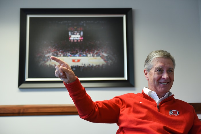 (Francisco Kjolseth  |  The Salt Lake Tribune)  Telling stories, University of Utah athletic director Chris Hill reflects on his time at the U as he approaches his 30th work anniversary.