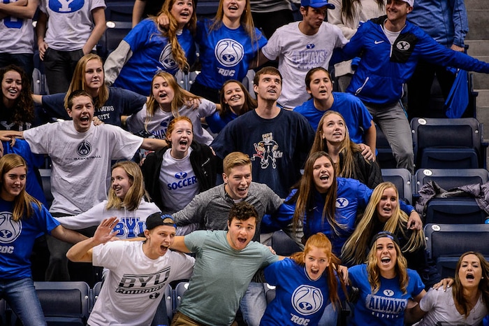 (Trent Nelson | The Salt Lake Tribune)  BYU fans as BYU hosts Utah, NCAA women's basketball in Provo, Saturday December 9, 2017.