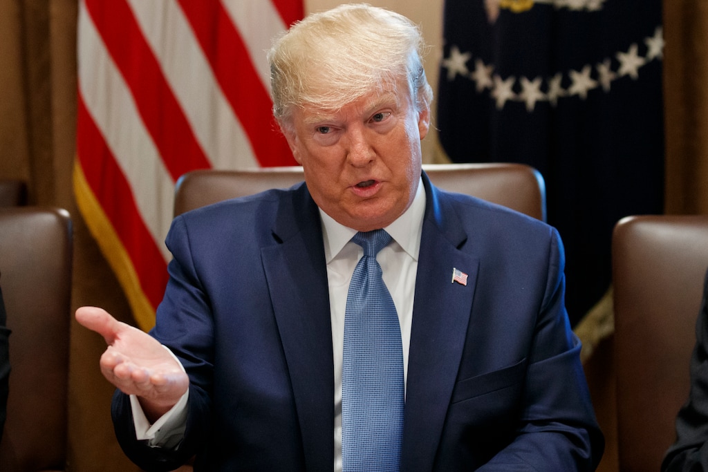 President Donald Trump speaks during a Cabinet meeting in the Cabinet Room of the White House, Tuesday, July 16, 2019, in Washington. (AP Photo/Alex Brandon)
