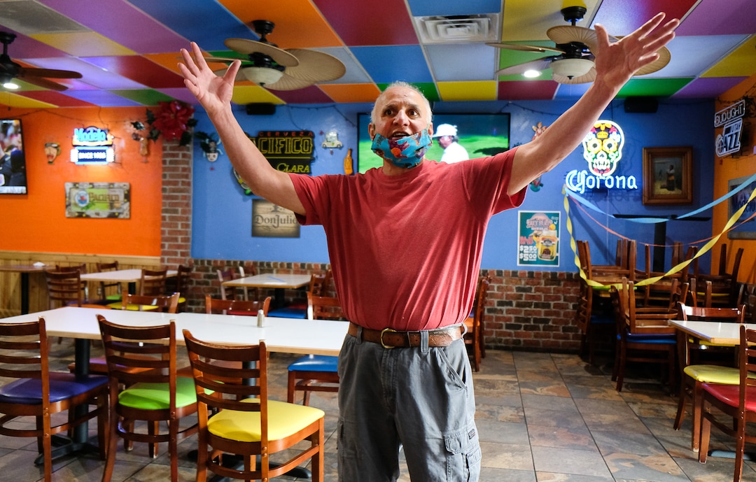 (Francisco Kjolseth  |  The Salt Lake Tribune) El Chihuahua owner, Victor Quiñones, talks about reopening the Holladay business on Friday, May 1, 2020.
