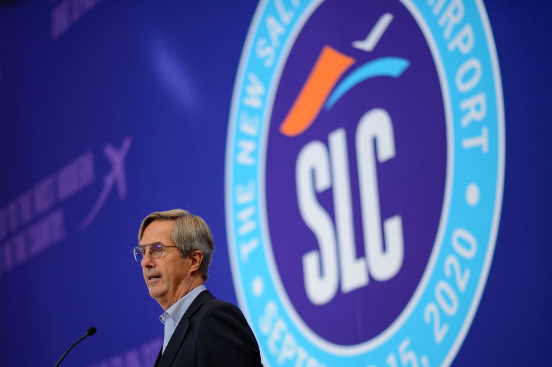 (Trent Nelson  |  The Salt Lake Tribune) Airport director Bill Wyatt at The New SLC Unveil Ceremony, where the new Salt Lake City International Airport was shown off on Thursday, Aug. 27, 2020.
