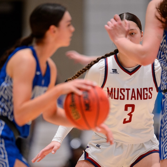 (Trent Nelson  |  The Salt Lake Tribune) Herriman's Lealani Falata defends as Fremont defeats Herriman High School in the 6A girls basketball state championship game, in Taylorsville on Saturday, March 6, 2021.