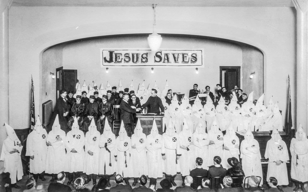 (Oregon Historical Society) Meeting of the KKK, probably in Portland, Ore., in the 1920s.