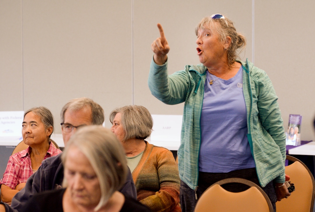 (Leah Hogsten  |  The Salt Lake Tribune)  "Why are you holding out," asked Sandy resident Jamie Zayach of Rep. Ben McAdams stance on impeachment Friday at a scheduled health and wellness town hall at the Midvale Senior Center. McAdams  that while he supports a launch of the impeachment process, he will not stake a position on impeaching the president until that process concludes.