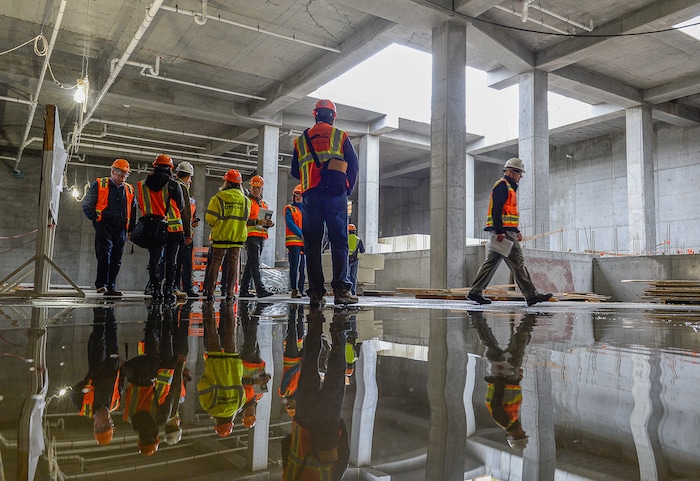 (Francisco Kjolseth  |  The Salt Lake Tribune)  The Salt Lake City Department of Airports gives a tour of the progress being made to replace the three aging terminals with a single central terminal building, including the terminal tunnel area. Over time, the existing terminal, parking garage and concourses will be completely demolished and replaced with an estimated completion date of 2025.