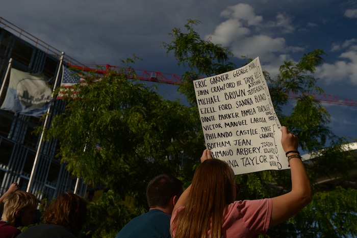 (Leah Hogsten  |  The Salt Lake Tribune)  Protest against police brutality in Salt Lake City on Monday, June 1, 2020.