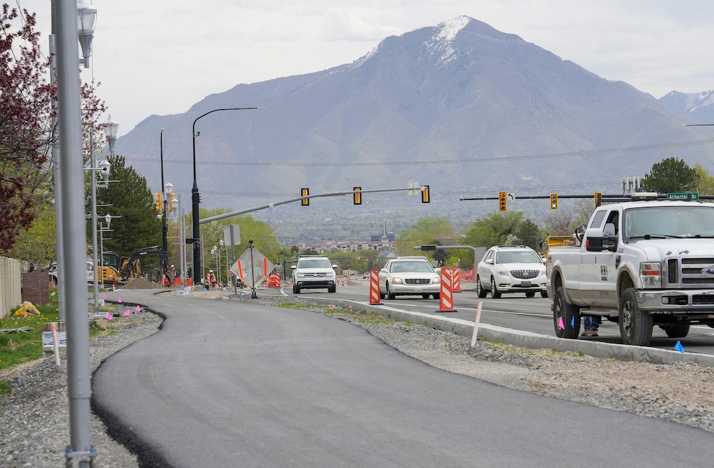 (Chris Samuels | The Salt Lake Tribune) A multi-use trail under construction along 4500 South in Taylorsville, as part of the Utah Department of Transportation's 2025 summer construction season.