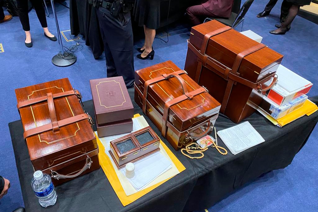 (Office of U.S. Senator Jeff Merkley via AP)

In this photo released by the Office of U.S. Sen. Jeff Merkley, D-Ore, Electoral College ballots sit on a table after they were rescued from the Senate floor in Washington, Jan. 6, 2020.