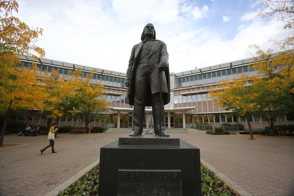 (Francisco Kjolseth | The Salt Lake Tribune) The statue of Brigham Young at BYU is seen in this photo from September 2013.