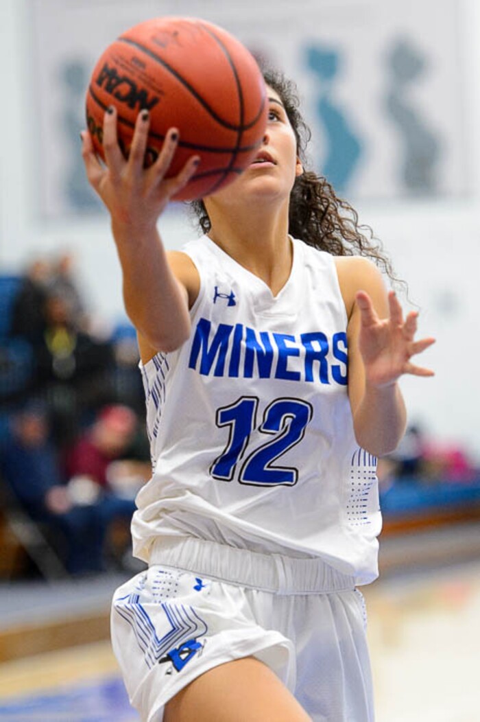 (Trent Nelson | The Salt Lake Tribune)  Bingham's Ameleya Angilau (12) shoots as Bingham faces Northridge in the 6A High School Girls' Basketball Tournament at SLCC in Taylorsville, Thursday Feb. 22, 2018.