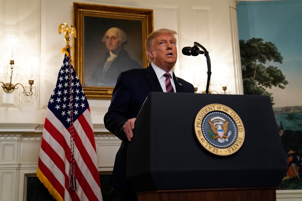 (Evan Vucci | AP) President Donald Trump speaks during an event on judicial appointments, in the Diplomatic Reception Room of the White House, Wednesday, Sept. 9, 2020, in Washington.