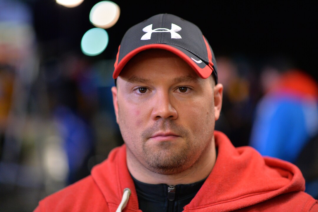 In this picture taken Saturday, Jan. 18, 2014, bob racer Steven Holcomb of the United States poses for a photograph after the two-men bob race at the Bob World Cup in Innsbruck, Austria. (AP Photo/Kerstin Joensson)