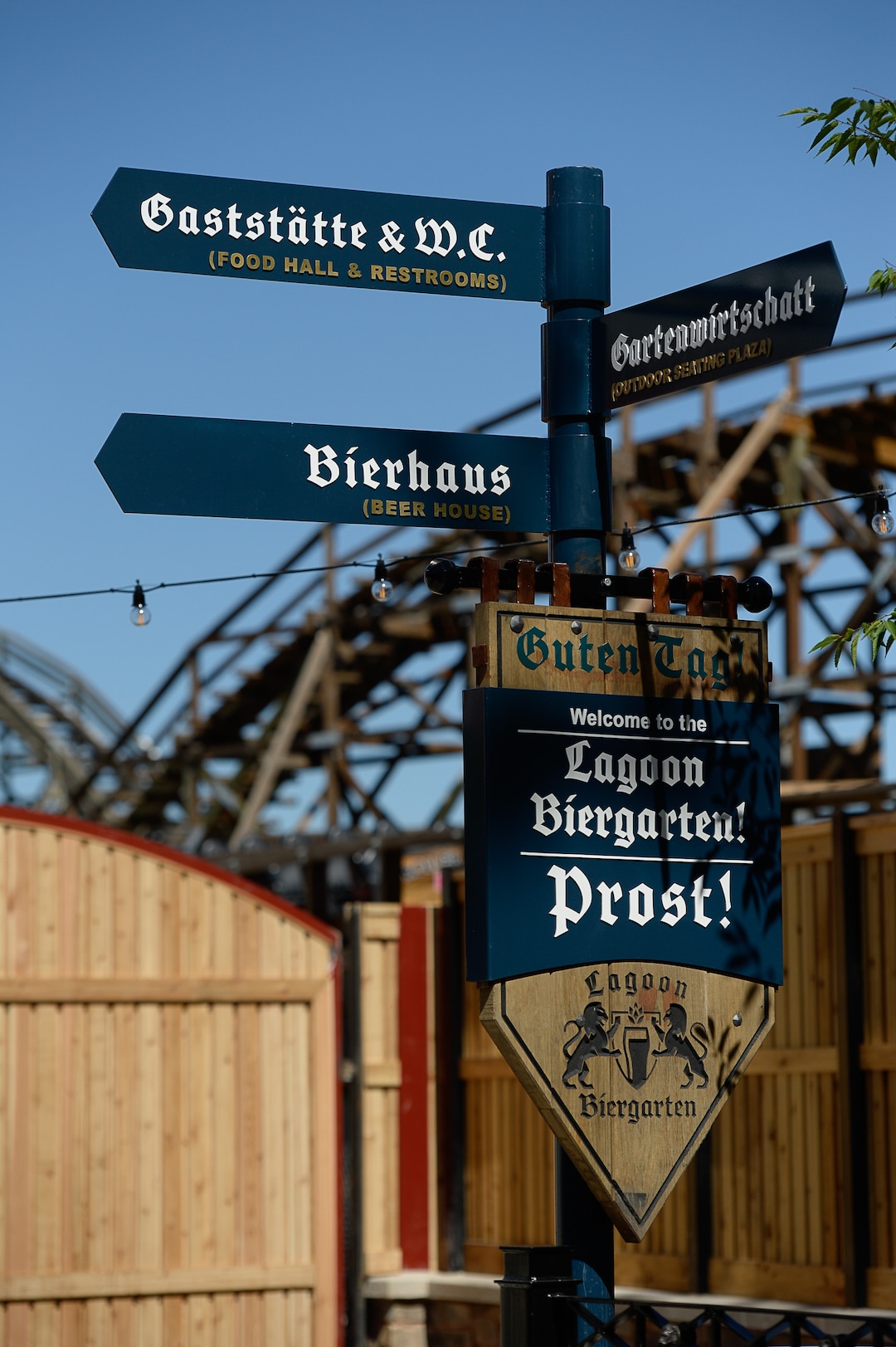 (Francisco Kjolseth  |  The Salt Lake Tribune)   Lagoon Amusement Park has opened its Bavarian-style Biergarten south of the wooden roller coaster.