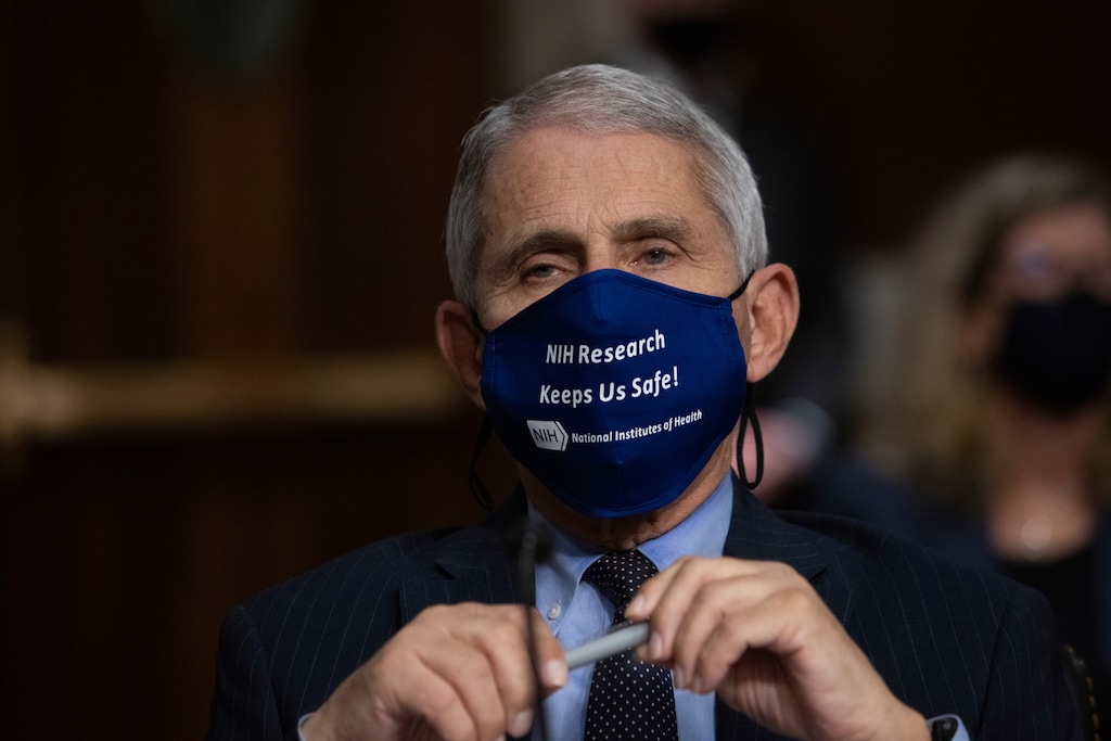 (Graeme Jennings | Pool via AP) Dr. Anthony Fauci, Director of the National Institute of Allergy and Infectious Diseases, listens during a Senate Senate Health, Education, Labor and Pensions Committee hearing on the federal response to COVID-19 on Wednesday.