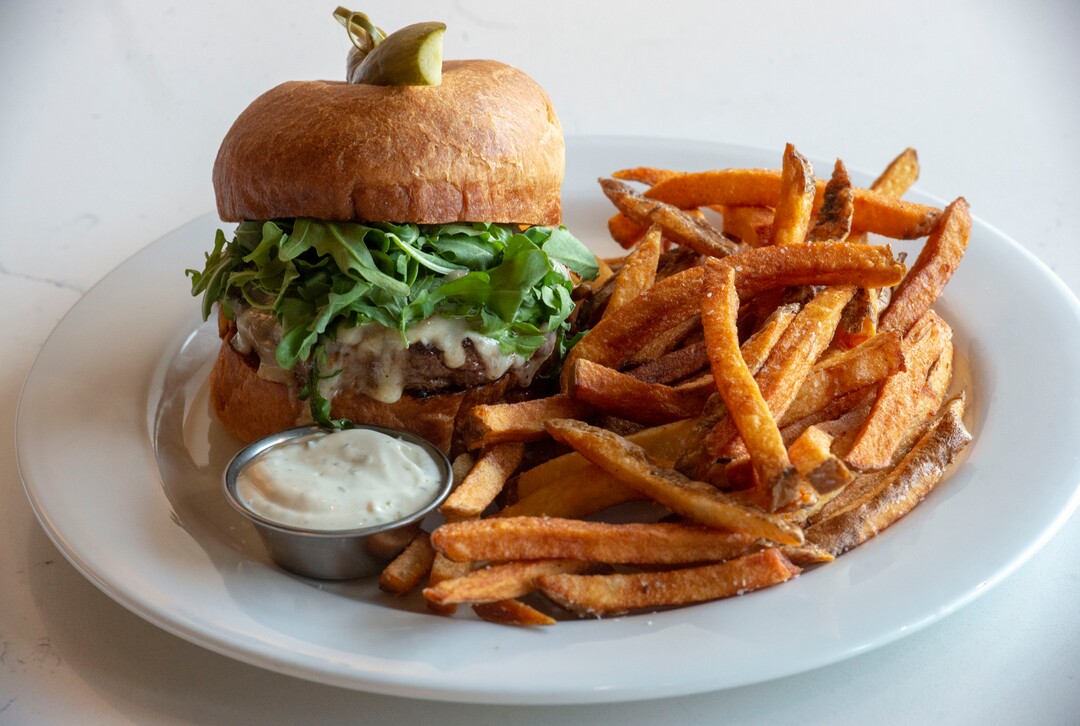 (Rick Egan  |  The Salt Lake Tribune)       Bistro Burger at Stratford Proper Cafe & Bistro. Tuesday, April 16, 2019.