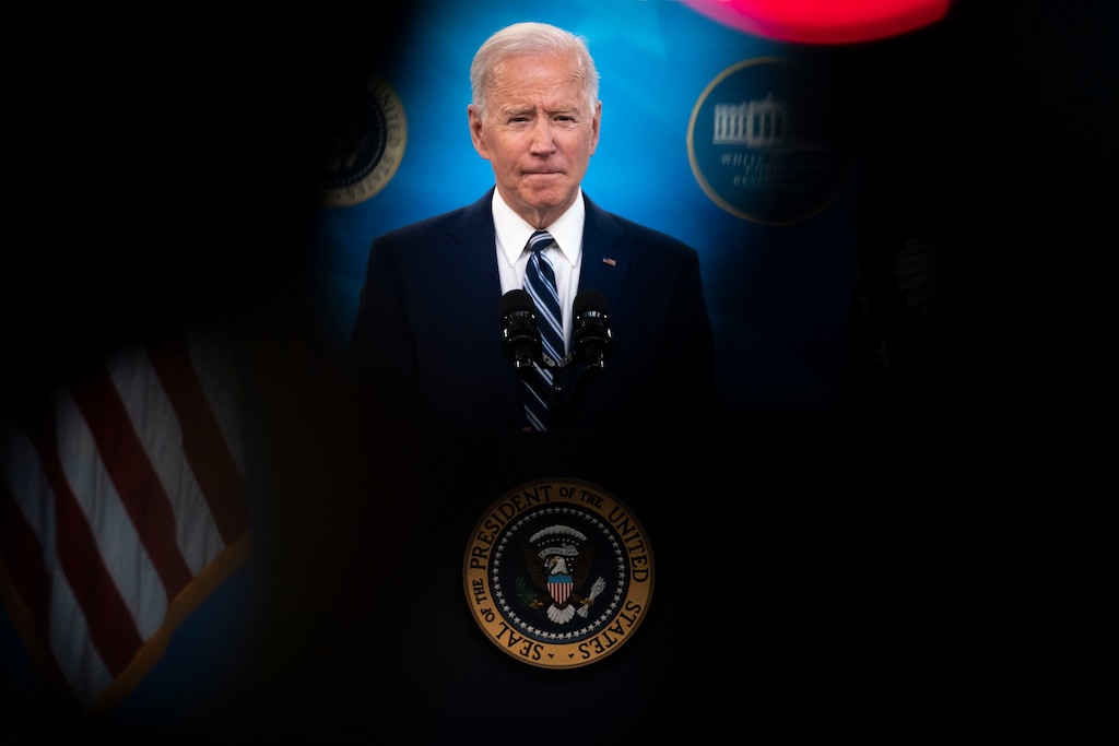 (Doug Mills | The New York Times)
President Joe Biden speaks about the COVID-19 response and the state of vaccinations, from the South Court Auditorium of the Eisenhower Executive Office Building, on the White House grounds in Washington, Monday, March 29, 2021. Biden appeared in western Pennsylvania Wednesday, March 31, 2021, afternoon to unveil his $2 trillion infrastructure plan, a far-reaching proposal that he will seek to pay for with a substantial increase in corporate taxes.
