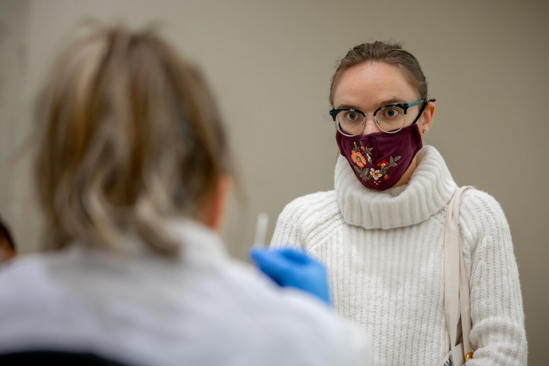 (Photo courtesy of Weber State University) Weber State University begins the first day of wide-scale COVID-19 testing for students and employees at the Ogden campus on Tuesday, November 10, 2020. Weber State had previously offered free testing for anyone with possible coronavirus symptoms. The new process will allow for free rapid testing for thousands of people even if they aren’t showing symptoms.