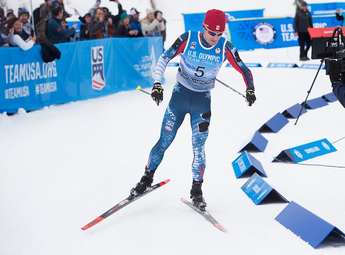 (Scott Sommerdorf   |  The Salt Lake Tribune)   
Bryan Fletcher on his way to winning the Nordic Combined Olympic Trials in Park City, Saturday, December 30, 2017.